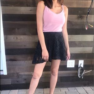 Lace Navy Blue Hi-Low Skirt